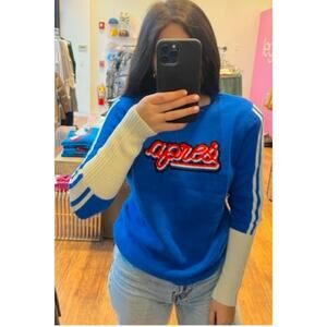 Never A Wallflower Cashmere Apres Ski Sweater Intarsia Blue Medium M NEW